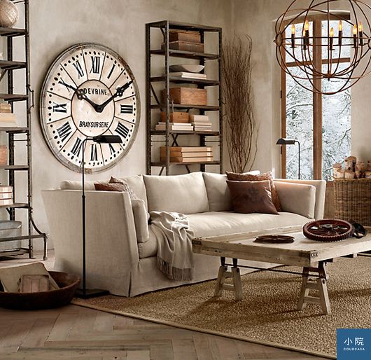 5-FOOT FRENCH TOWER CLOCK復古壁鐘。圖片來源:RH